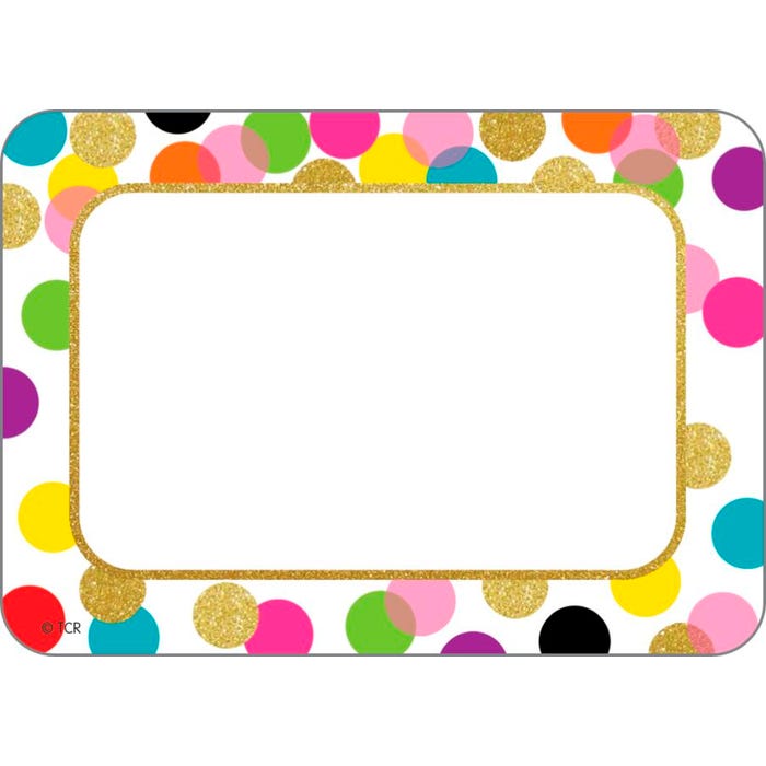 Teacher Created Resources Confetti Name Tags/Labels, 3-1/2 x 2-1/2 Inches, Set of 36