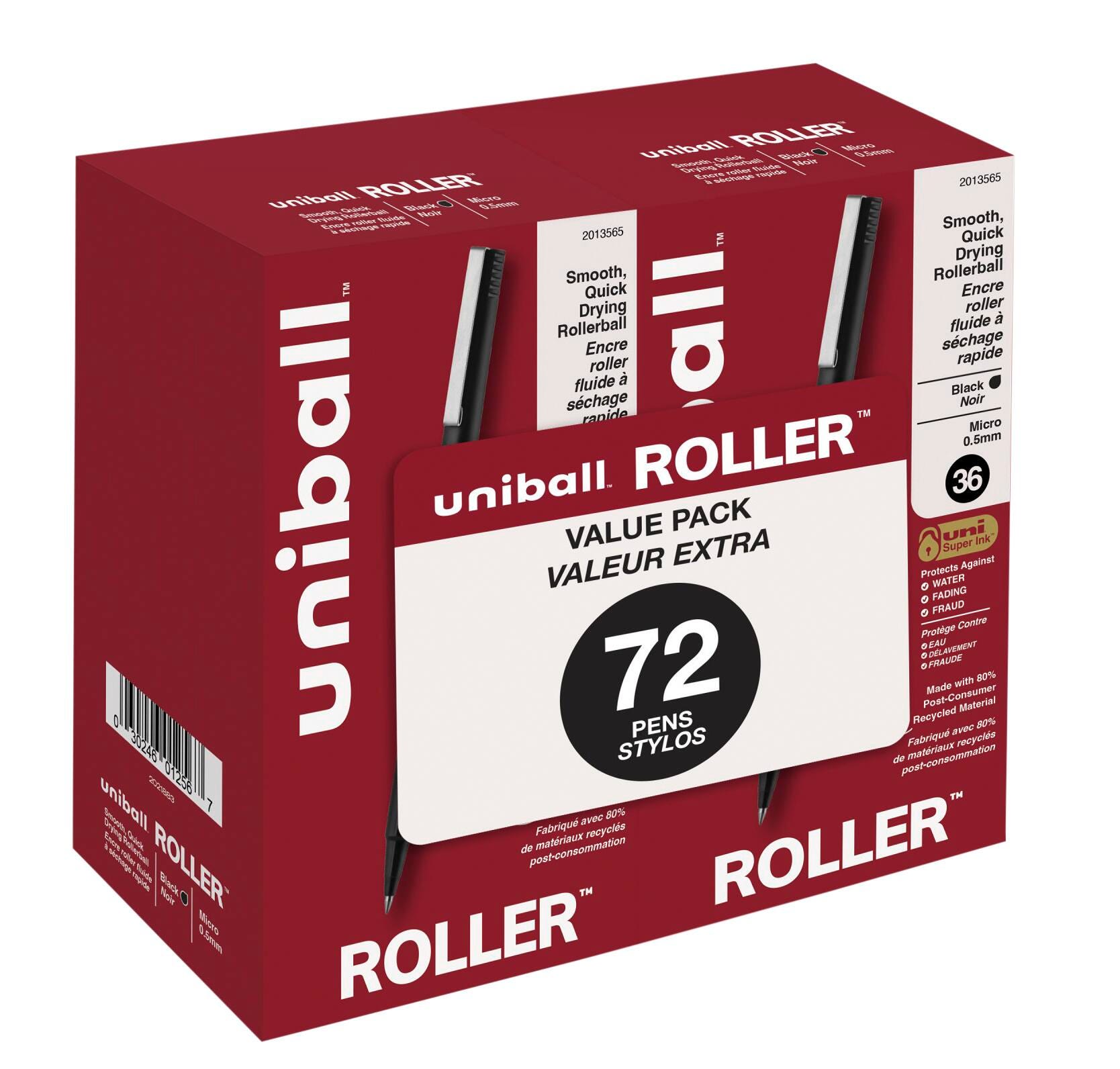 Image for uniball Roller Ball Stick Pens, 0.5 mm Micro Tip, Black, Pack of 72 from School Specialty