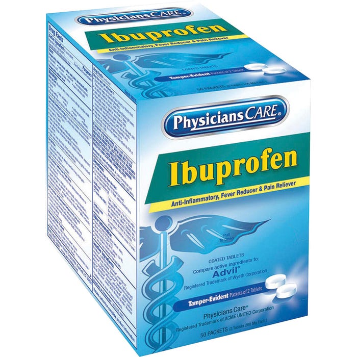 Acme PhysicansCare Ibuprofen Pain Reliever, Pack of 2, 50 Pack/Box