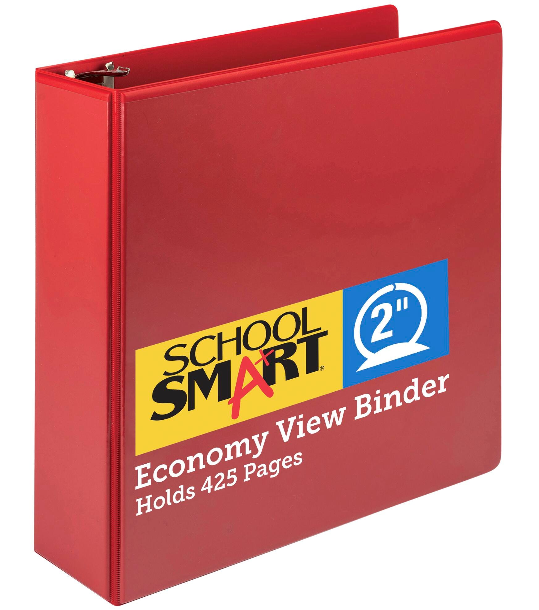 School Smart Polypropylene Round Ring View Binder, 2 Inches, Red 2138592