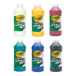 Crayola Portfolio Series Acrylic Paints, 1 Pint Bottles, Assorted Colors, Set of 6