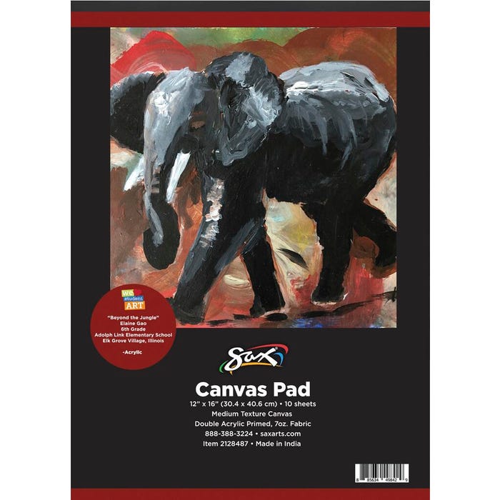 Sax Genuine Primed Canvas Pad, 12 x 16 Inches, White, 10 Sheets