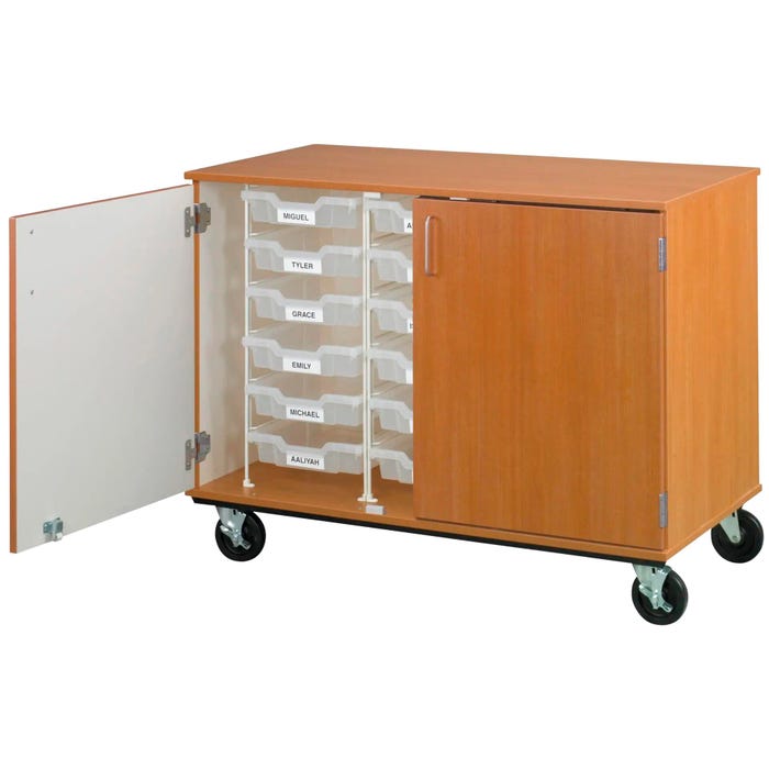Stevens I.D. Systems Mobile Tray Storage Cart with Doors and Lock, 18 Trays, 44 x 24 x 36 Inches