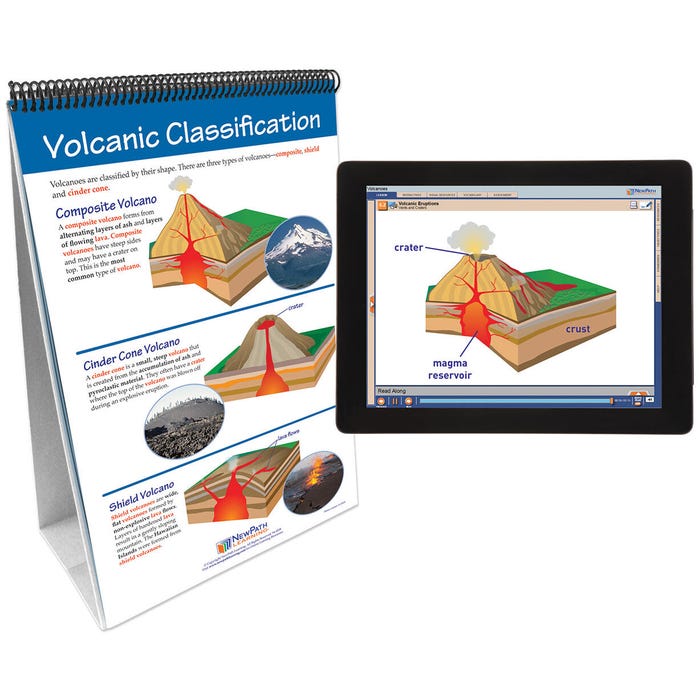 NewPath Learning Volcanoes Flip Chart and Online Multimedia Lesson, Grades 6 to 10