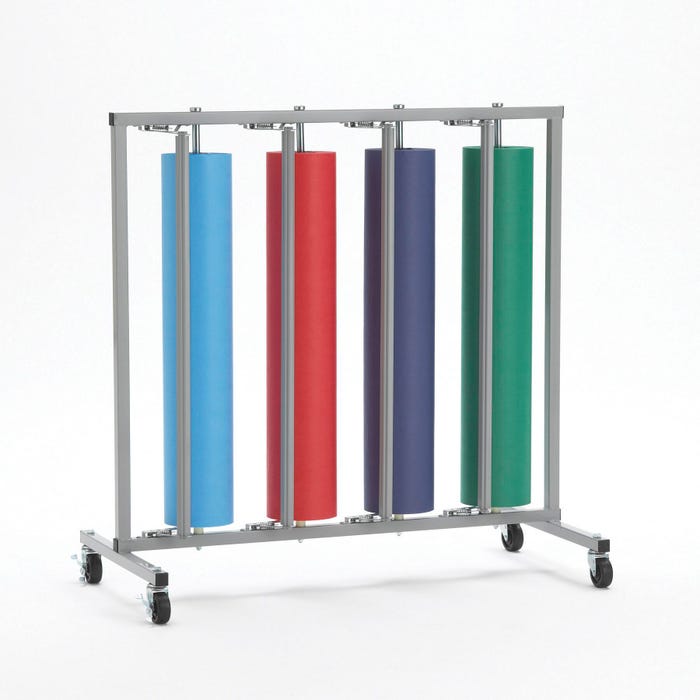 Bulman Vertical 4 Roll Paper Rack with Cutter, 48-1/2 x 25 x 47-1/2 inches