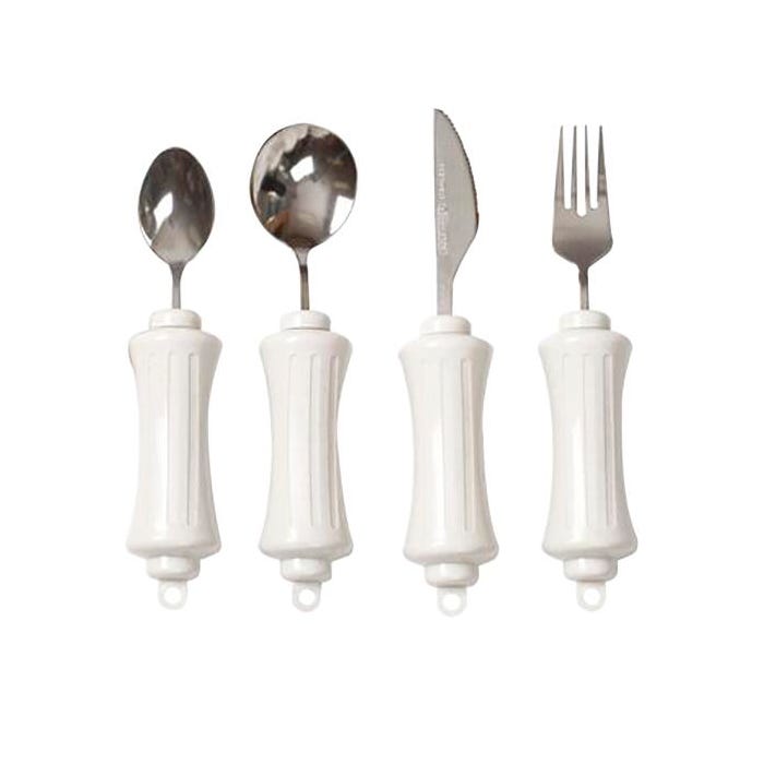 Fabrication Enterprises Built-Up Handle Utensils, Straight, Complete Set of 4