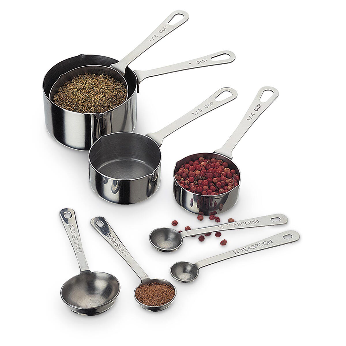 Image for Complete Stainless Steel Measuring Cup and Spoon Set from School Specialty