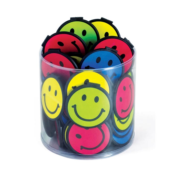 Fun-N-Nuf Smiley Circle Clip Over The Page Bookmark, Pack of 36