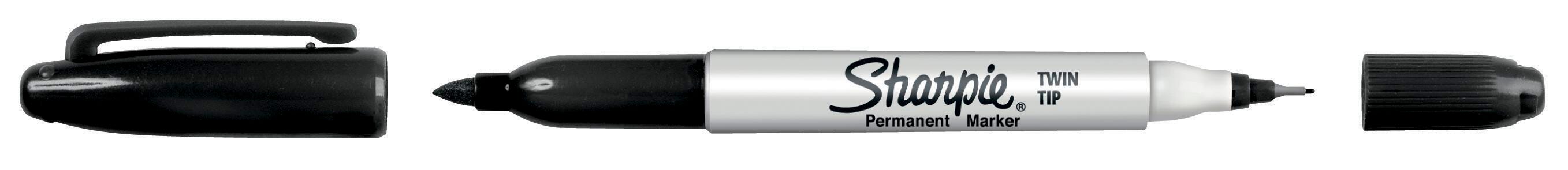 Sharpie Twin Tip Permanent Markers, Fine and Ultra Fine Point, Black, Pack of 12 246139