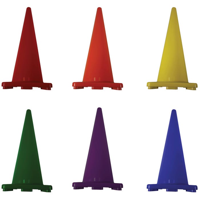 Rainbow Poly Cones, 36 Inch, Set of 6