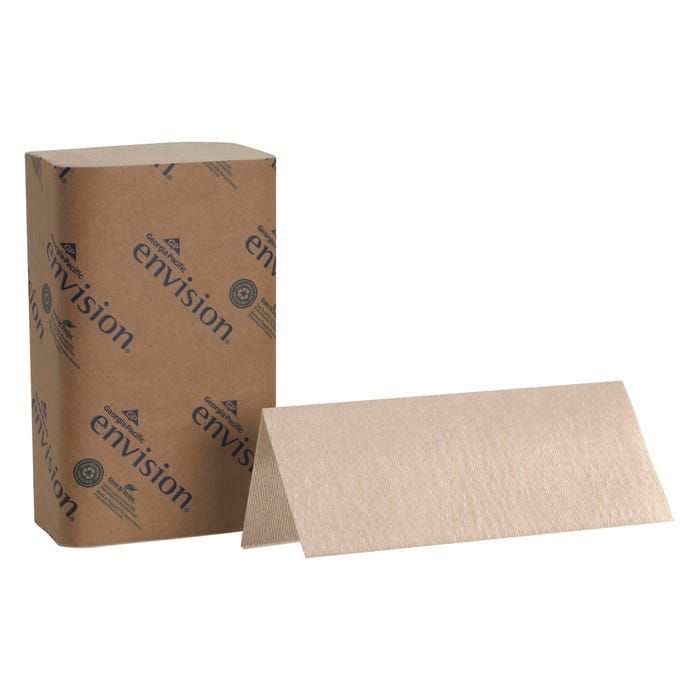 Georgia Pacific Envision Single Fold Hand Towel, 250 Sheets, Paper, Brown, Pack of 16