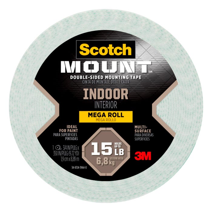 Scotch Permanent Mounting Tape, Holds 15 lb, 0.75 x 350 Inches