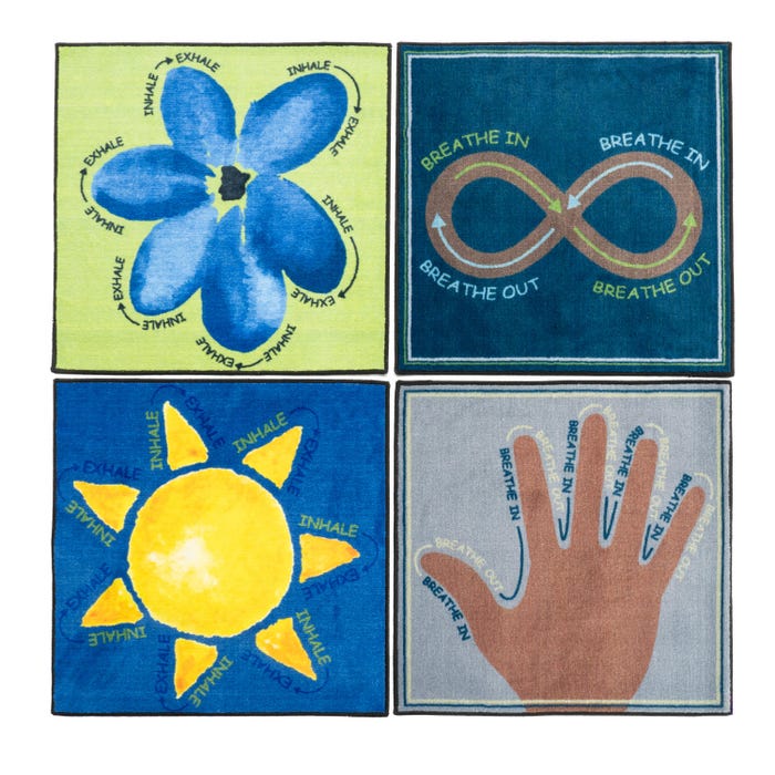 Childcraft ABC Furnishings Breathe with Me Carpet Squares for Classrooms, 30 x 30 Inches, Set of 4