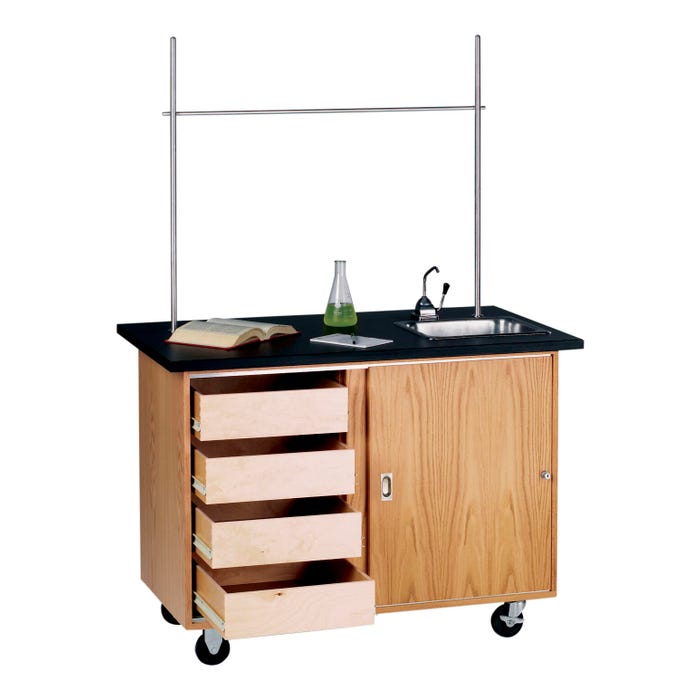 Diversified Woodcrafts Mobile Demonstration Table with Drawer, 48 x 28 x 36 Inches, Plastic Laminate Top