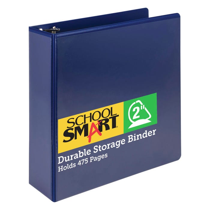 School Smart Durable Polypropylene D-Ring Binder, 2 Inches, Blue