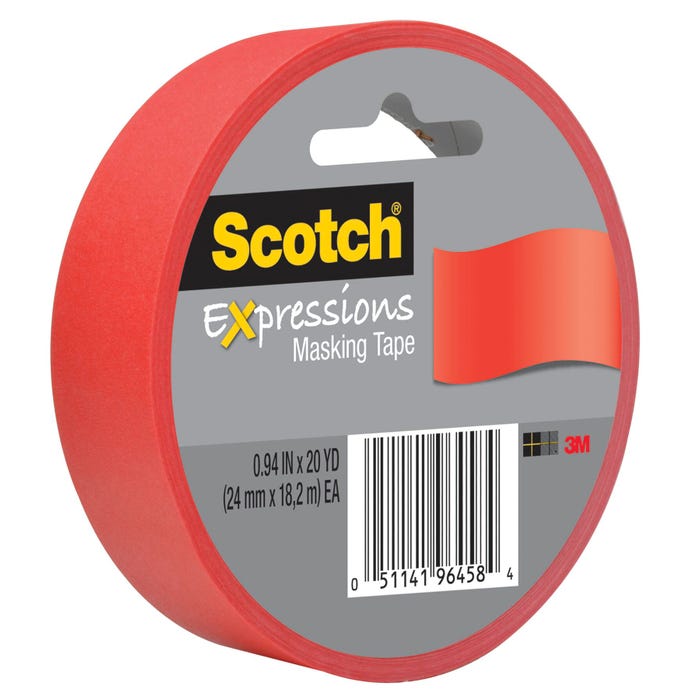 Scotch Expressions Masking Tape, 0.94 Inch x 20 Yards, Red