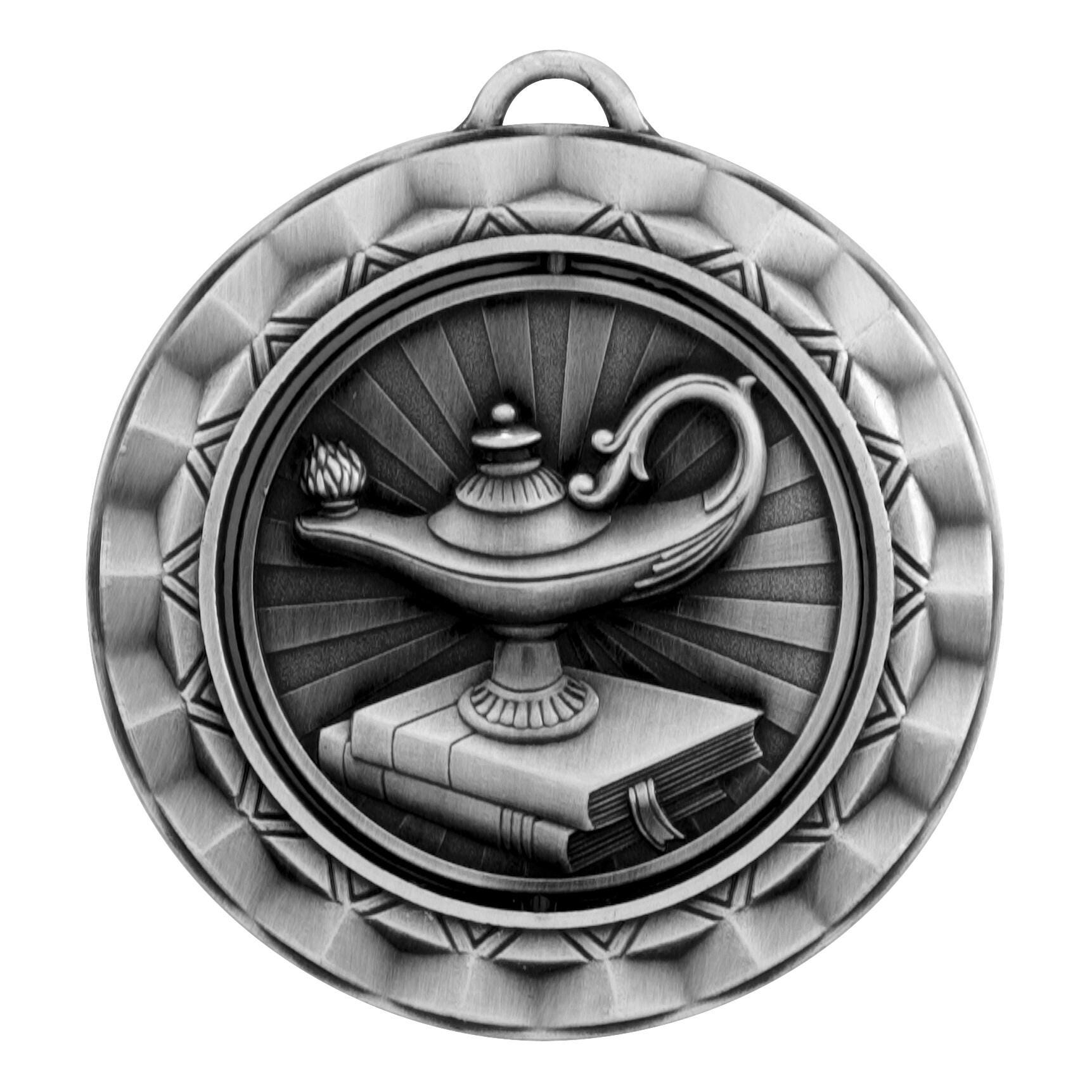 PDU CAT Lamp Die Struck Spinner Medal, 2-5/16 in, Metal, Silver