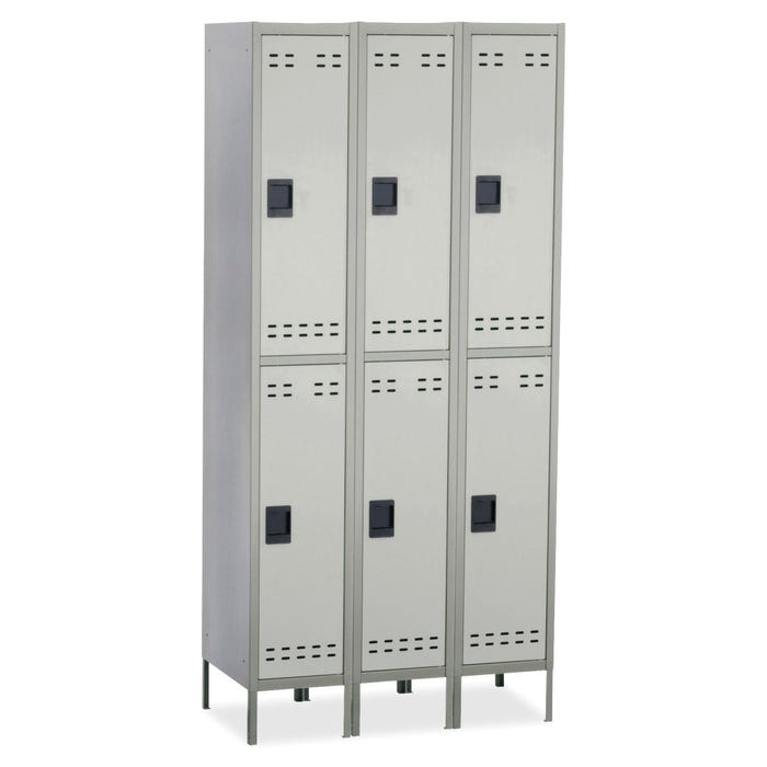 Safco Double-Tier Locker, Three-Wide with Legs, Gray