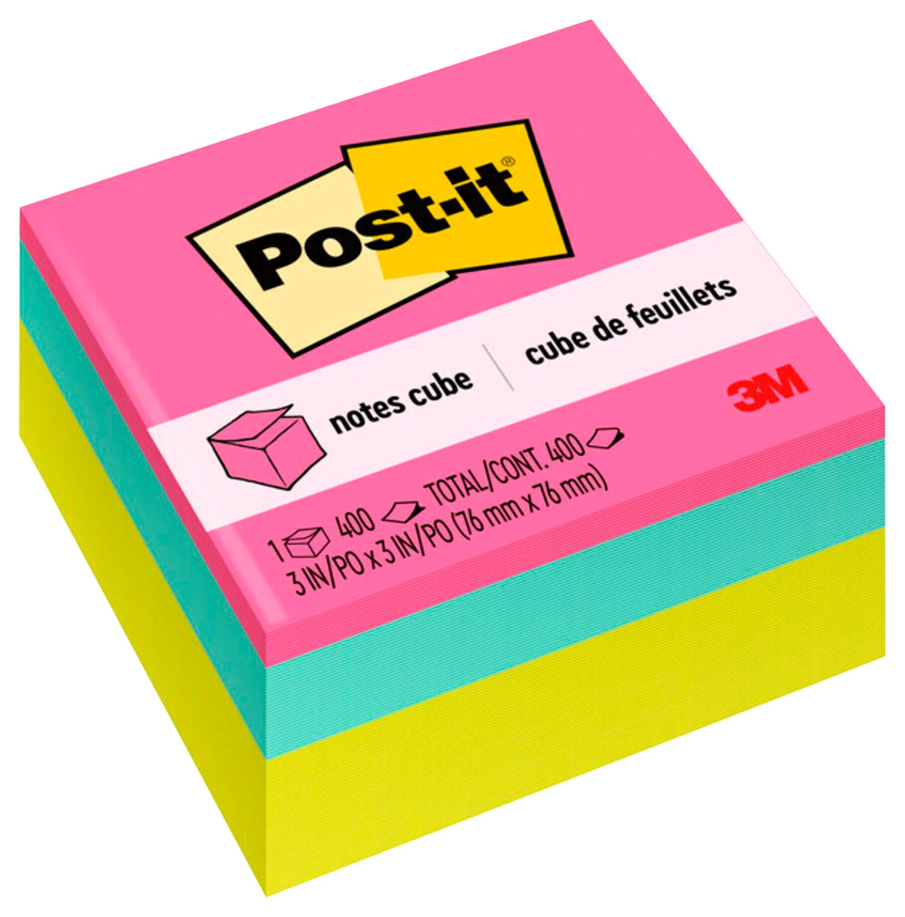 Post-it Notes Cube, 3 x 3 Inches, Bright Colors, 400 Sheets per Cube, Item Number 2104166