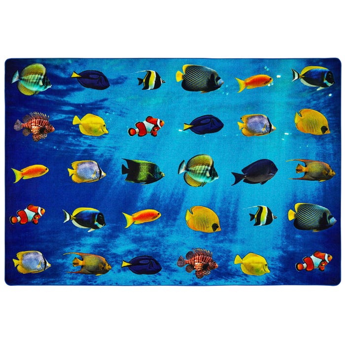 Carpets for Kids Pixel Perfect Friendly Fish Seating Carpet, Rectangle