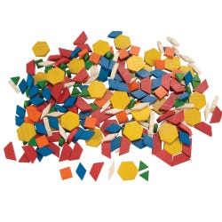 Achieve It! Wooden Pattern Blocks, Manipulatives in 6 Assorted Shapes and Colors, Set of 250, Item Number 2105028