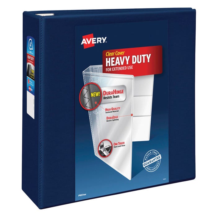 Avery DuraHinge Heavy Duty View Binder, 4 Inch, EZD Ring, Navy Blue