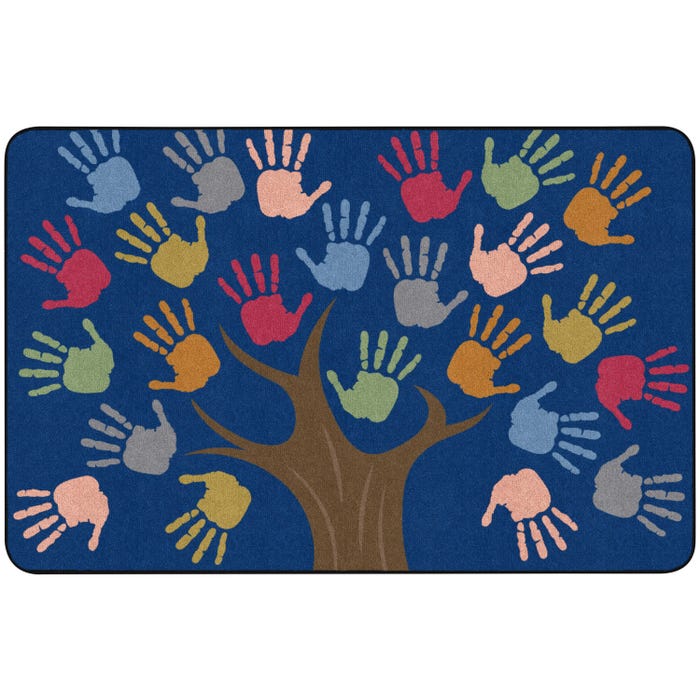 Childcraft Handprint Tree Seating Carpet, Rectangle
