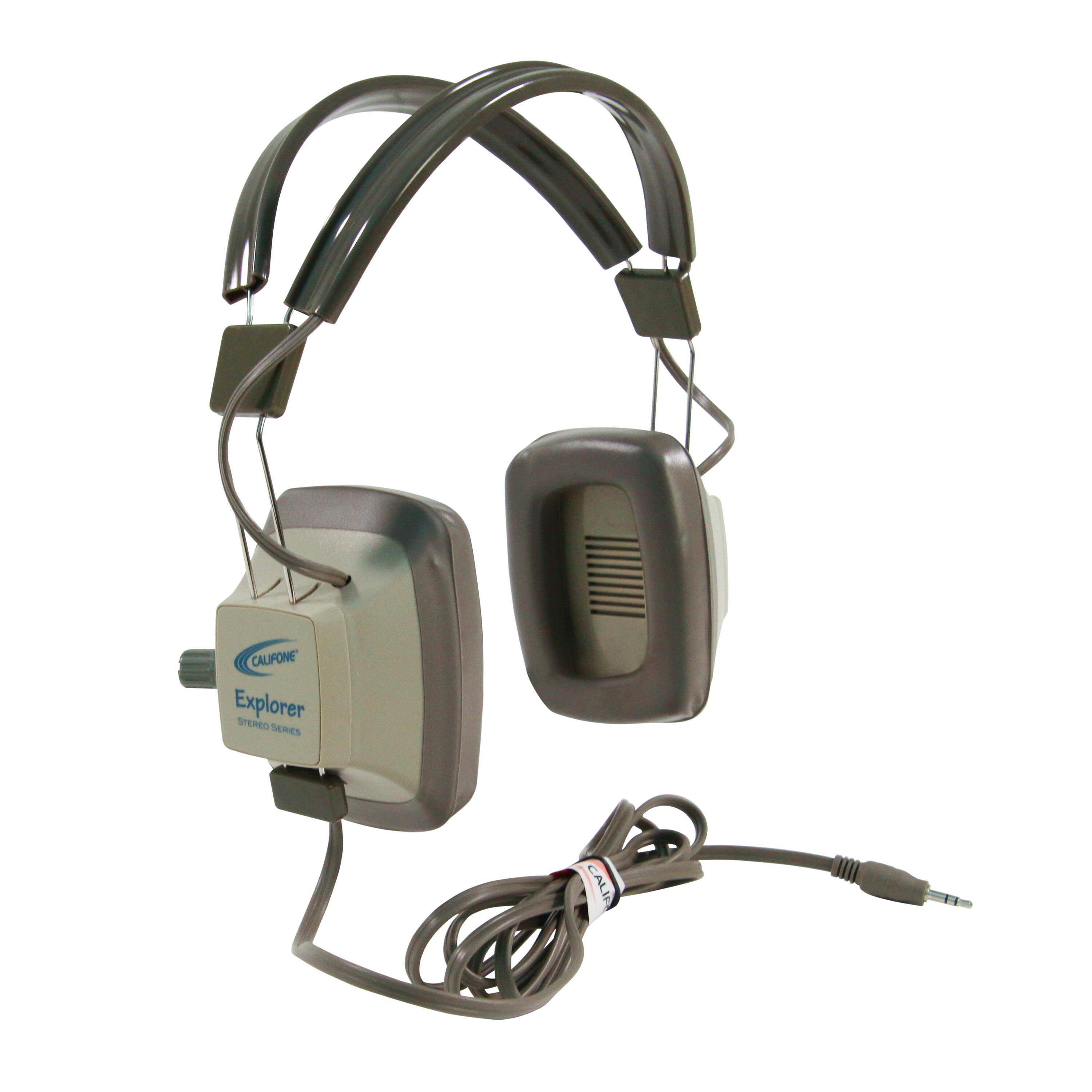 Image for Califone EH-3SV Explorer Binaural Headphones, 3.5mm Plug, Light Grey/Beige from School Specialty