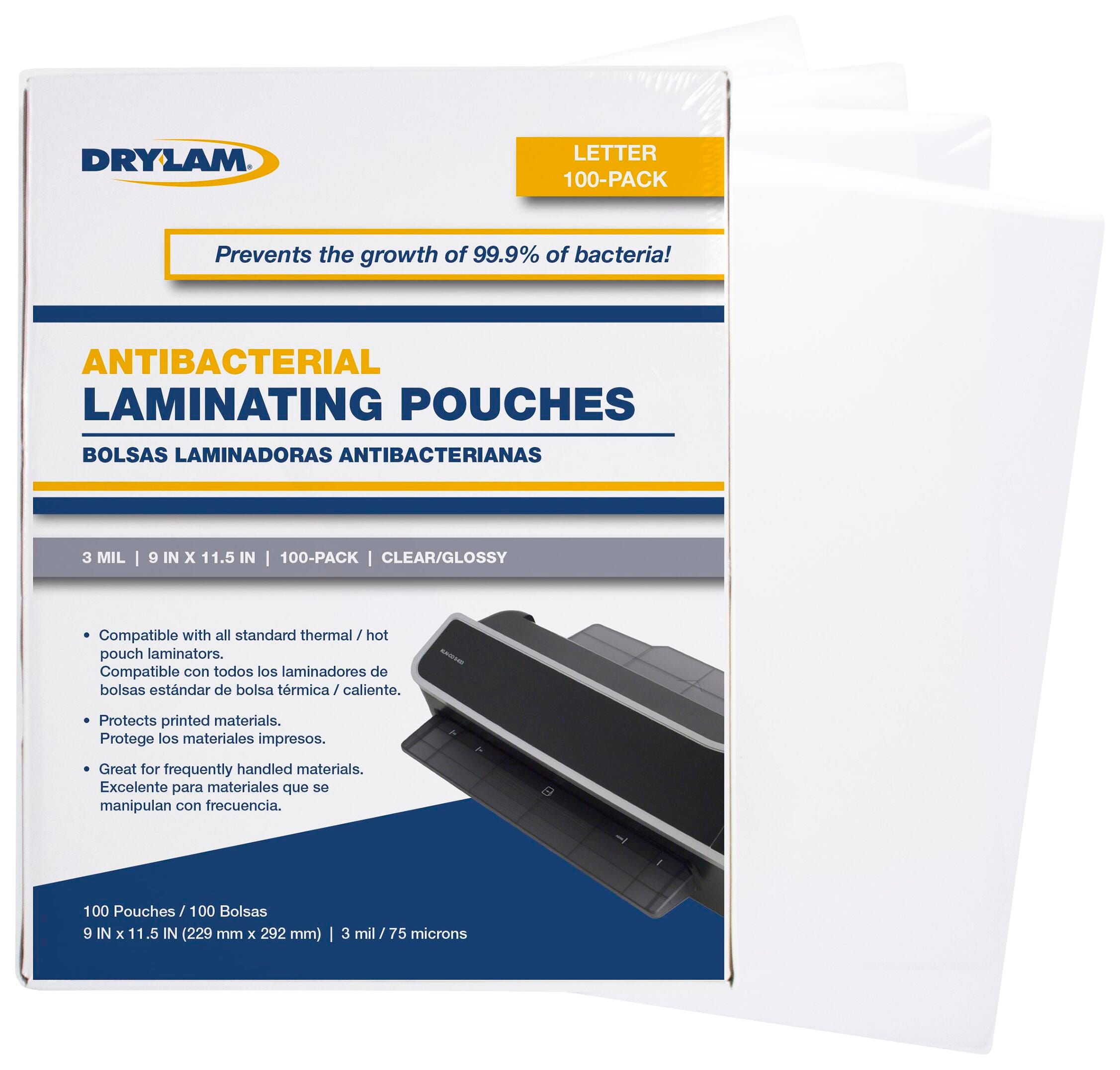 Dry-Lam Standard Antibacterial Laminating Pouches, 9 x 11 1/2 Inches, Pack of 100 3 Mil, Item Number 2040457