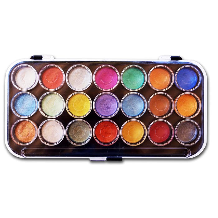 Niji Watercolor Paints, Assorted Pearlescent Colors, Set of 21