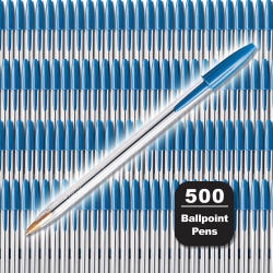 BIC Cristal Xtra Smooth Blue Ballpoint Pen, Medium 1.0 mm, 500 Count Bulk Pack, Item Number 2106723