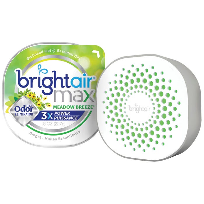 Bright Air Max Scented Gel Odor Eliminator, 8 Ounce, Meadow Breeze, Pack of 6
