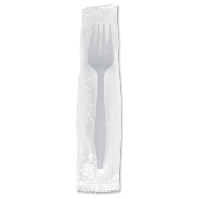 Genuine Joe Individually Wrapped Fork, White, Pack of 1000