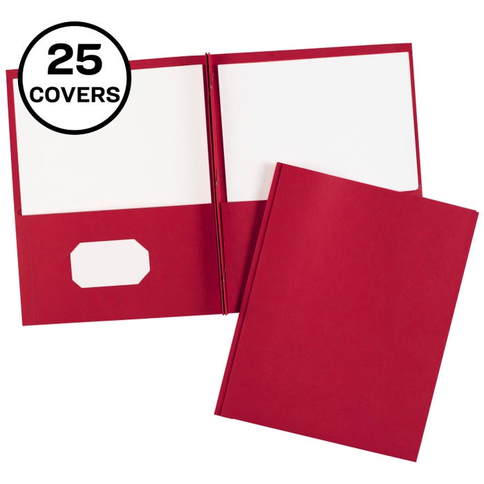 Avery 2-Pocket Textured Folders with Fasteners, 8-1/2 x 11 Inches, Red, Pack of 25