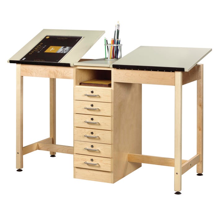 Diversified Woodcrafts 2-Station Drawing Table with Drawers, 60 x 24 x 36 Inches