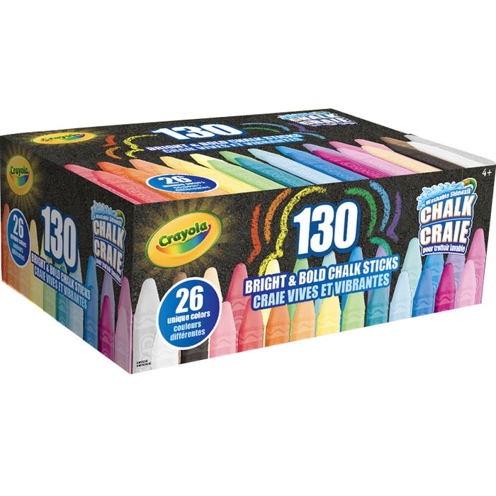 Crayola Washable Sidewalk Chalk, Assorted Colors, Set of 130
