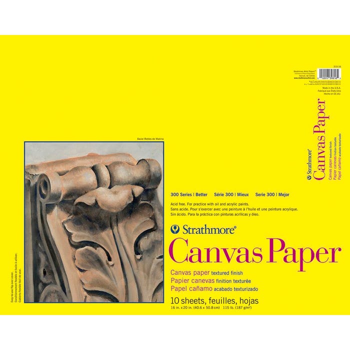 Strathmore 300 Series White Canvas Paper Pad, 16 x 20 Inches, 115 lb, 10 Sheets