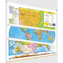Social Studies LOUISIANA/U.S./WORLD MAP COMBO, Markable, Erasable, Grades 4-12, Item Number 1566307