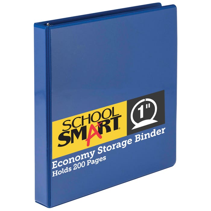 School Smart Round Ring Binder, Polypropylene, 1 Inch, Blue