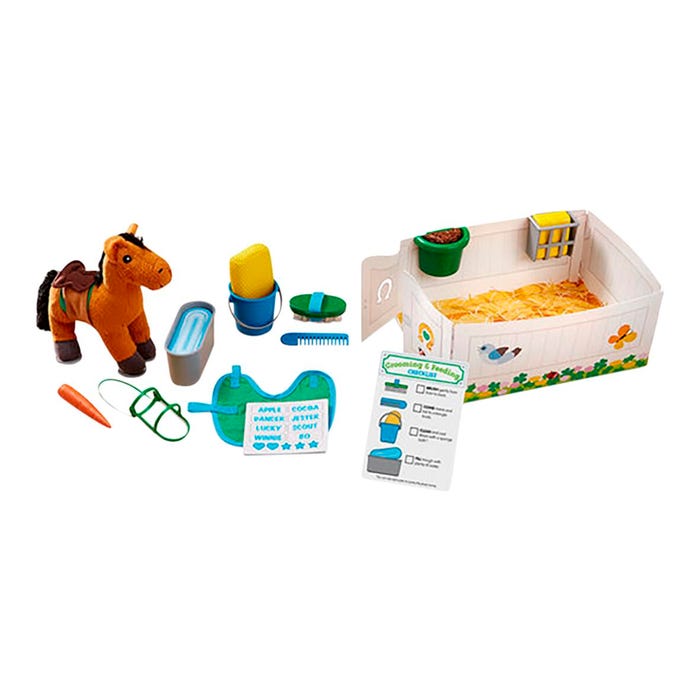 Melissa & Doug Feed and Groom Horse Care Play Set, 23 Pieces