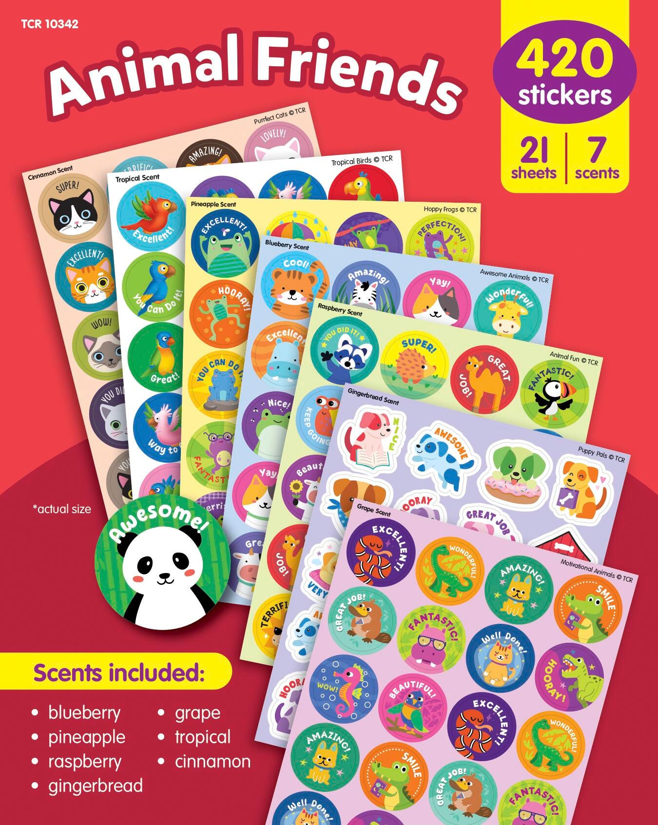 Image for Teacher Created Resources Smelly Stickers, Animal Friends, Pack of 420 from School Specialty