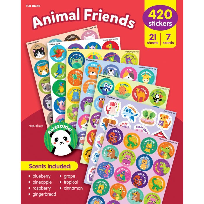 Teacher Created Resources Smelly Stickers, Animal Friends, Pack of 420