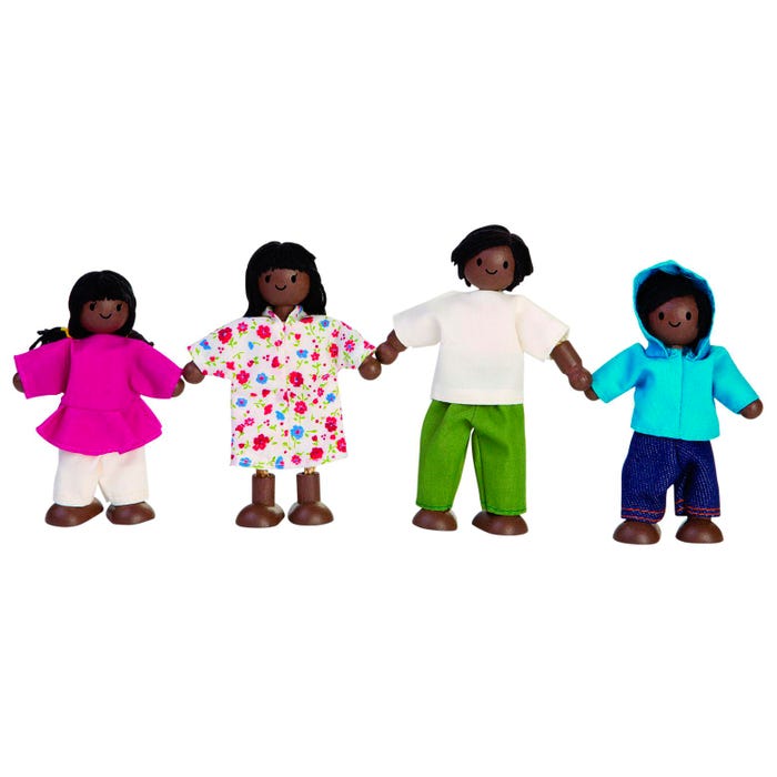 PlanToys Wood Doll Family, African American, Set of 4