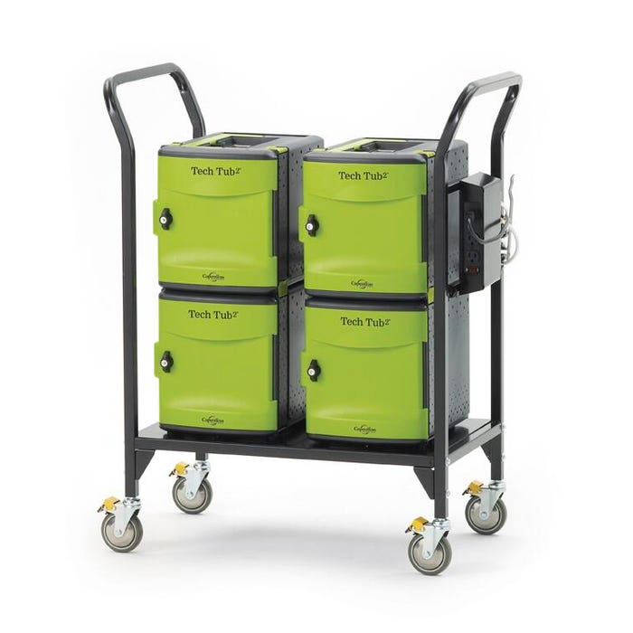 Copernicus Tech Tub2 Modular Cart, Holds 24 Devices, 34 x 19 x 43 Inches, Black and Green