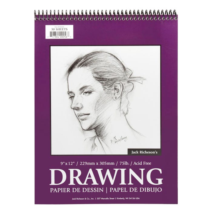 Jack Richeson Heavy Weight Drawing Pad, 9 x 12 Inches, 75 lb, 30 Sheets