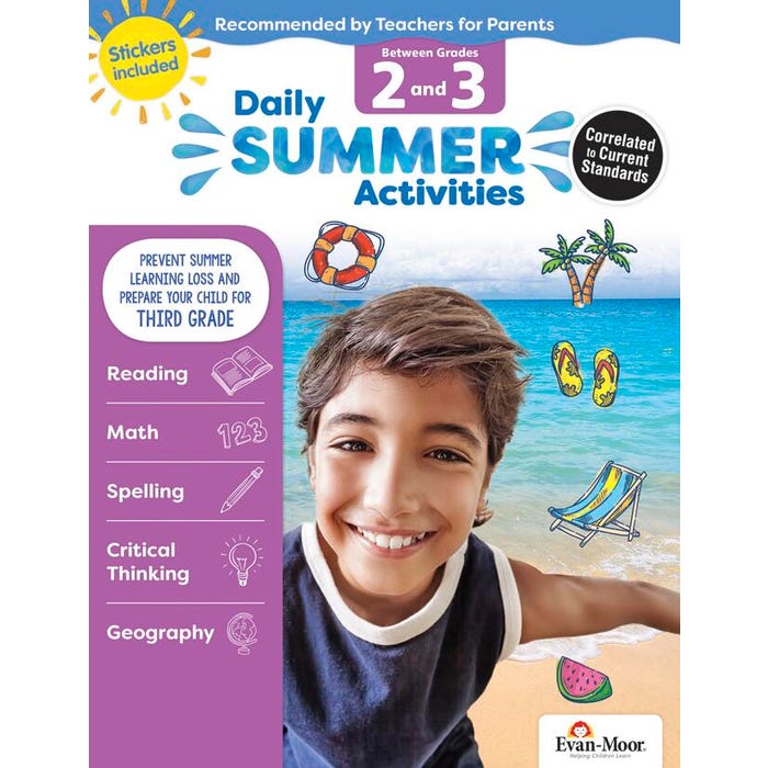 Evan-Moor Daily Summer Activities Workbook, 144 Pages, Grades 2 to 3
