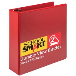 Image for School Smart Durable Polypropylene D-Ring View Binder, 2 Inches, Red from School Specialty