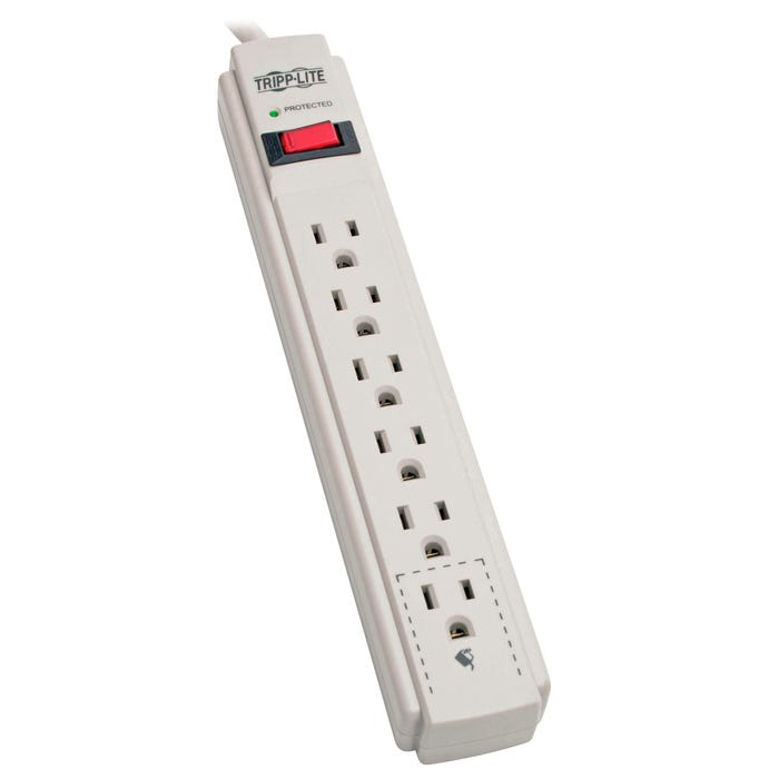 Tripp Lite 6-Outlet Surge Protector, 8 Foot Cord, 990 Joules, White