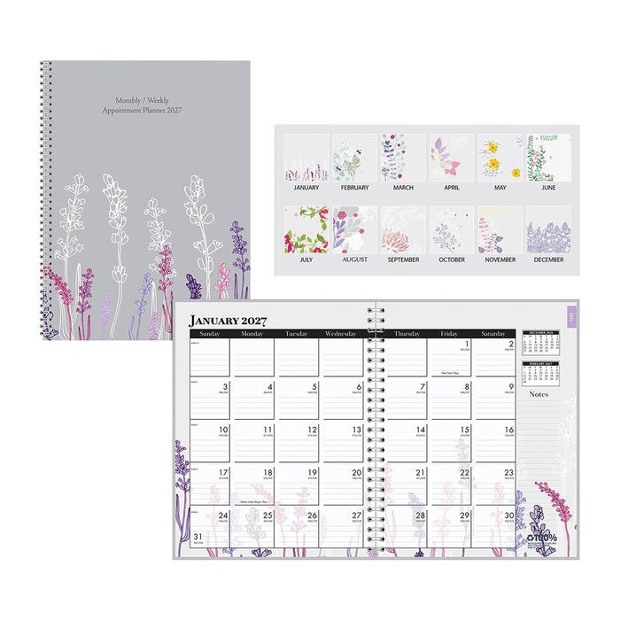 House of Doolittle Recycled Weekly And Monthly Planner, January to December 2027, 8-1/2 x 11 Inches, Wild Flowers