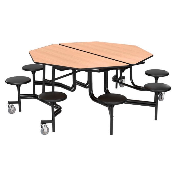 Classroom Select Mobile Table, 8 Stools, Octagon, 60 Inches